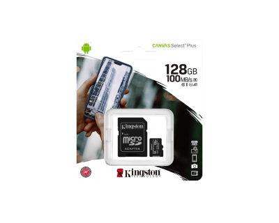 Kingston 128 GB microSDXC Class 10 UHS-I Canvas Select Plus + SD Adapter SDCS2/128GB