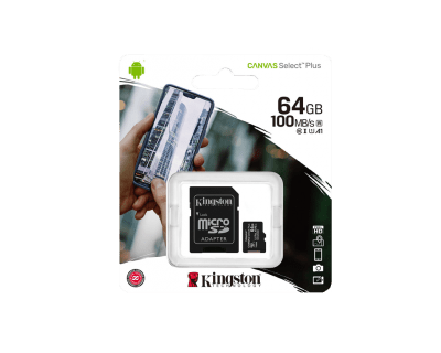 Kingston 64 GB microSDXC Class 10 UHS-I Canvas Select Plus + SD Adapter SDCS2/64GB